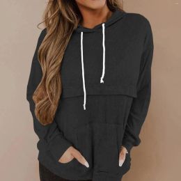 Womens Hoodies Sweatshirts For Women Plus Size Casual Solid Color Long Sleeve Hooded Sweatshirt Graphic Drop Delivery Apparel Clothing Dh9Se