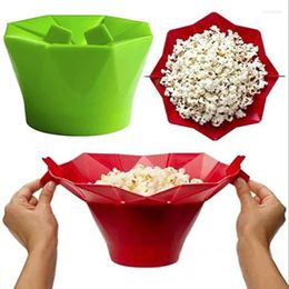 Bowls 1pcs Foldable Red Silicone Popcorn Bowl Kitchen Easy Tools DIY Bucket Maker Microwave Gadget