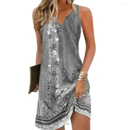 Casual Dresses Women Printed Dress Floral V Neck Summer For Off Shoulder A-line Mini With Soft Vacation