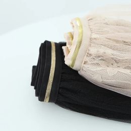 Good Quality Skirt Plus Size Four Season Gold Edge Elastic Waist Three Layers Mesh Bottoms Curve Clothing 240328