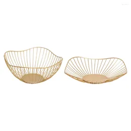 Dinnerware Sets 2 Pcs Iron Fruit Basket Vegetable Decor Snack Container Storage Baskets Desktop Hollow