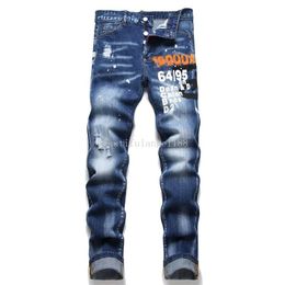 Designer Jeans Mens Denim Embroidery Pants Fashion Holes Trouser Hip Hop Distressed Zipper trousers For Male 2024 Top Sell