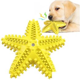 Dog Toys Chews Starfish Chew Squeaky Toy Large Toothbrush Interactive Pet Dental Care Tooth Cleaning Molar Stick Elastic Doggy Dro Dhdwh