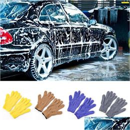 Car Sponge 1Pc Care Wash Cleaner Gloves Microfibre Glove Touch To Clean Super Soft Dust Eating Washing Glovecar Drop Delivery Automobi Otwr0