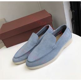 Men's casual shoes LP loafers flat low top suede Cow leather oxfords Loro Moccasins summer walk comfort loafer slip on loafer rubber sole flats EU35-47 M41