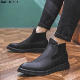 Boots Motorcycle Boots for Men Male Platform Chelsea Boots Men Casual Shoes Winter Boots Man Leather Shoes for Man 2023 Zapatos Hombre