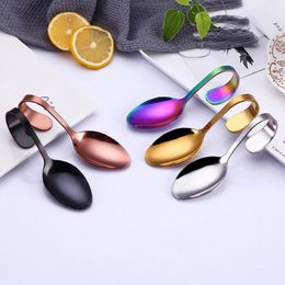 Spoons Stainless Steel Spoon Curved Handle Serving Coffee Tableware Appetizers Buffet Edging