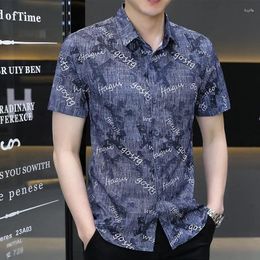 Men's Casual Shirts Clothing Floral Short Sleeve Man Tops Graphic With Print And Blouses For Men Printed Designer Xxl Korean Style S I