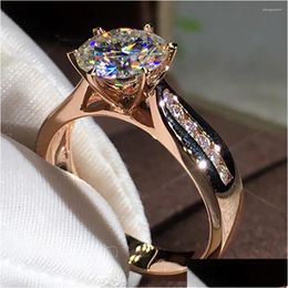 Cluster Rings 18K Au750 Rose Gold Women Party Engagement Ring 1 2 3 4 5 Round Moissanite Diamond Trendy Cute Classic Drop Delivery Jew Dhyni