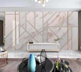 Wallpapers Customized 3d Wallpaper Modern Minimalist Small Fresh Geometric Marble Mural Living Room TV Background Wall Decorative Painting