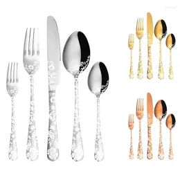 Dinnerware Sets 4set/20PCS Stainless Steel Silverware Set Portable Flatware Reusable Cutlery For Camping Workplace Home