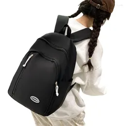 School Bags Women Casual Solid Large Capacity Backpack Nylon Zippered Waterproof Bag