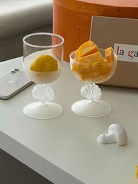 Wine Glasses Frosted Shell Glass Cold Drink Goblet Ins Household Juice Ice-cream Cup Dessert Vintage Scallop Cute Water