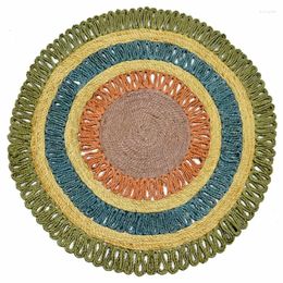 Carpets Hand-Woven Carpet Colourful Twisted Jute Round Rug-120x120cm