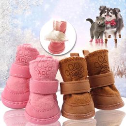 Dog Apparel Autumn And Winter Shoes Warm Cotton For Dogs Cats Snow Boots Pets Non-slip Foot Covers
