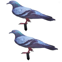 Garden Decorations 2 Pcs Simulated Pigeon Ground Plug Stake Outdoor Decor Insert Stakes Yard Ornament Statue Sign