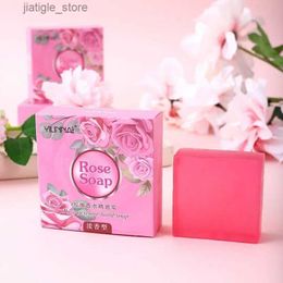 Handmade Soap 1 box of rose essential oil hand care facial Moisturising and gentle anti rebellious smooth butter bath skin care tool Y240401