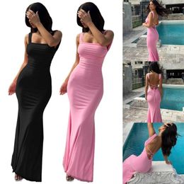 Casual Dresses Women's Sleeveless Maxi Dress Backless Bodycon Figure Enhancing And Comfortable Tied Back Long Sex