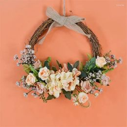 Decorative Flowers Spring Wreath Front Door Summer Artificial Flower Rattan Garland Decoration For Wall Window Easter Outdoor Party Ornament