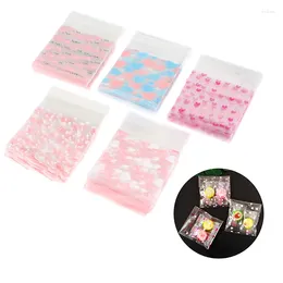 Baking Moulds 100Pcs/lot 7x7cm Plastic Transparent Heart Bags For DIY Jewellery Candy Cookie Gift Self Adhesive Pouch Storage Packaging