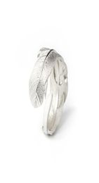 Vintage 925 Sterling Silver Feather Adjustable Size Opening Band Rings Fashion Finger Jewellery For Women Girl Bijoux Whole8860653