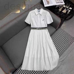 Basic & Casual Dresses designer Spring/Summer New Nanyou PRA Elegant and Style Letter Weaving Belt Waist Contrast Color Flip Collar Shirt Short Sleeve Dress OE5I