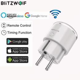 Control BlitzWolf EU Plug 15A 3450W WiFi Smart Socket Outlet Switch Energy Monitoring No Hub Required App Remote Works With Alexa