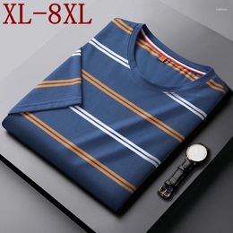 Men's T Shirts 8XL 7XL 6XL 2024 Summer High Quality Fashion Striped Tshirt Men Tops Oversized Loose Mens T-Shirts Casual Shirt Homme