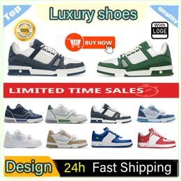 Pure Design Luxury designer casual shoes Logo Embossed Trainer Sneaker triple white pink sky blue black green yellow denim low mens sneakers trainers