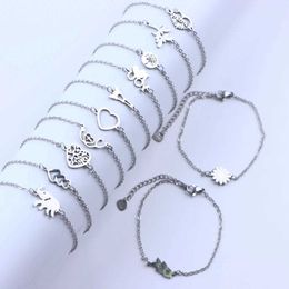 Chain 10 pieces/batch fashionable Korean stainless steel adjustable bracelet womens exquisite Jewellery gift floral heart mixed style Q240401