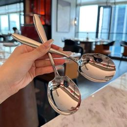 Spoons Large Size Stainless Steel Serving Spoon Kitchen Tableware Polished Surface Smooth Edges Ladle Long Handle Tablespoons Buffet