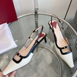 Spring New Beautiful Girl Candy Colour Square Buckle Back Empty Baotou Sandals High Heel Women's Single Shoes
