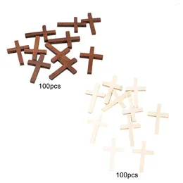 Charms 100x Wooden Cross Small Wood Pendants For DIY Necklace Bracelet Keychain Jewelry Findings Party Favor Decorations