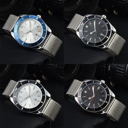 Black luxury watch for men famous fashion watch designer simple superocean orologio di lusso black blue white wristwatch stainless steel strap silver plated sb079