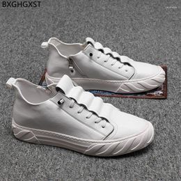 Casual Shoes White Leather Men Fashion Vulcanize For Man 2024 Designer Black Mens Sneakers Zapatos Hombre