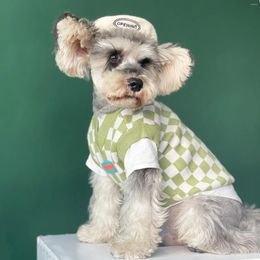 Dog Apparel Autumn Winter Pet Clothes Black And White Checkerboard Sweater Vest Clothing Schnauzer Puppy Thick Pug Cat