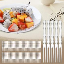 Disposable Flatware 100 Pcs Dessert Forks Clear Plastic Fruit Mini Transparent Exquisite