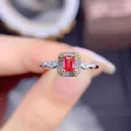 Cluster Rings Foydjew Fashion Simulation Mozambique Ruby Women's Simple Two-color Princess Square Zircon Open Colour Treasure Ring