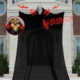 Party Decoration Halloween Ghost Hanging Activated With LED Light-up Eyes&Voice Scary Creepy Indoor Outdoor Decor Haunted House Props