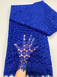 Royal Blue African Guipure Cord Lace Fabric High Quality Water Soluble French For Woman Birthday Party Dresses 240320