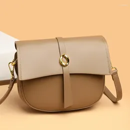 Shoulder Bags Leather Women's Bag 2024 Creative Design Semi-circle Saddle Double Strap Messenger Single