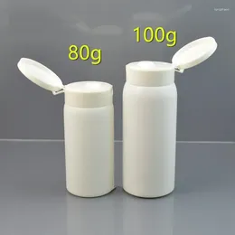 Storage Bottles 200pcs 80ml/100ml White Plastic Flip Lid PE Powder Bottle Refillable Cosmetic Sample Pearl Essence Container