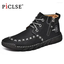 Casual Shoes Handmade Split Leather Boots Men Comfortable Ankle For Large Size Moccasins Man Tooling