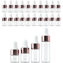 Storage Bottles 50PCS Mini Dropper Frosted Glass Empty Essential Oil Rose Gold Cap Pipettes 1ml 2ml 3ml 5ml