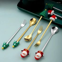 Spoons Christmas Spoon And Fork Dessert Coffee Stainless Steel Tableware Kitchen Xmas Decoration