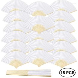 Decorative Figurines 18Pcs Vintage Summer White Hand Fan Chinese Style DIY Folding For Dance Wedding