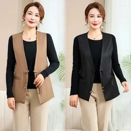 Women's Vests 2024 Vest Coat Spring Summer V Collar Solid Colour Ladies Loose Comfortable Korean Edition Lady Waistcoat Tops