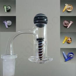 Fully Weld Smoking Quartz Banger Set 14mm 18mm 10mm Male Female Frosted Joint Bevelled Edge Spinning Cyclone Carb Cap Ball Terp Pearl LL