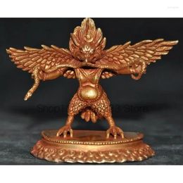 Decorative Figurines Tibet Buddhism Bronze 24K Gold Gilt Winged Garuda Bird God Tantra Buddha Statue