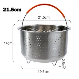 Double Boilers Steamer Basket Pot Bar Dining For Pressure Cooker Steam Silver 1pcs Home Kitchen Silicone Handle